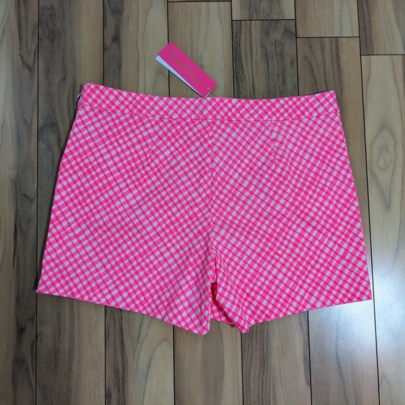 NWT! Lilly Pulitzer Arabeth Stretch Shorts Love Potion Pink Check Me Out Size 14 - Picture 14 of 15